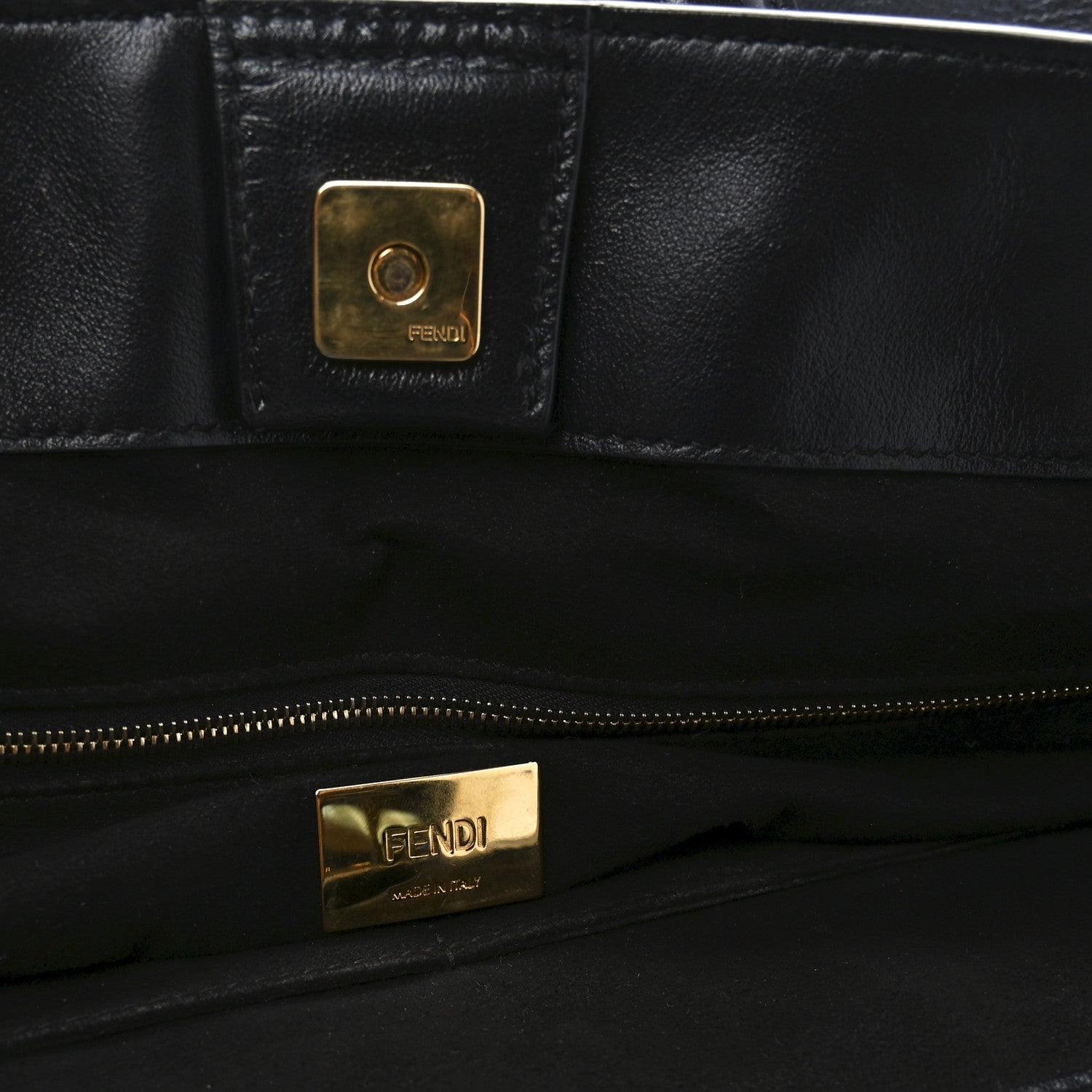 Fendi Vitello Glacier Medium FF Tote Black 6 of 10