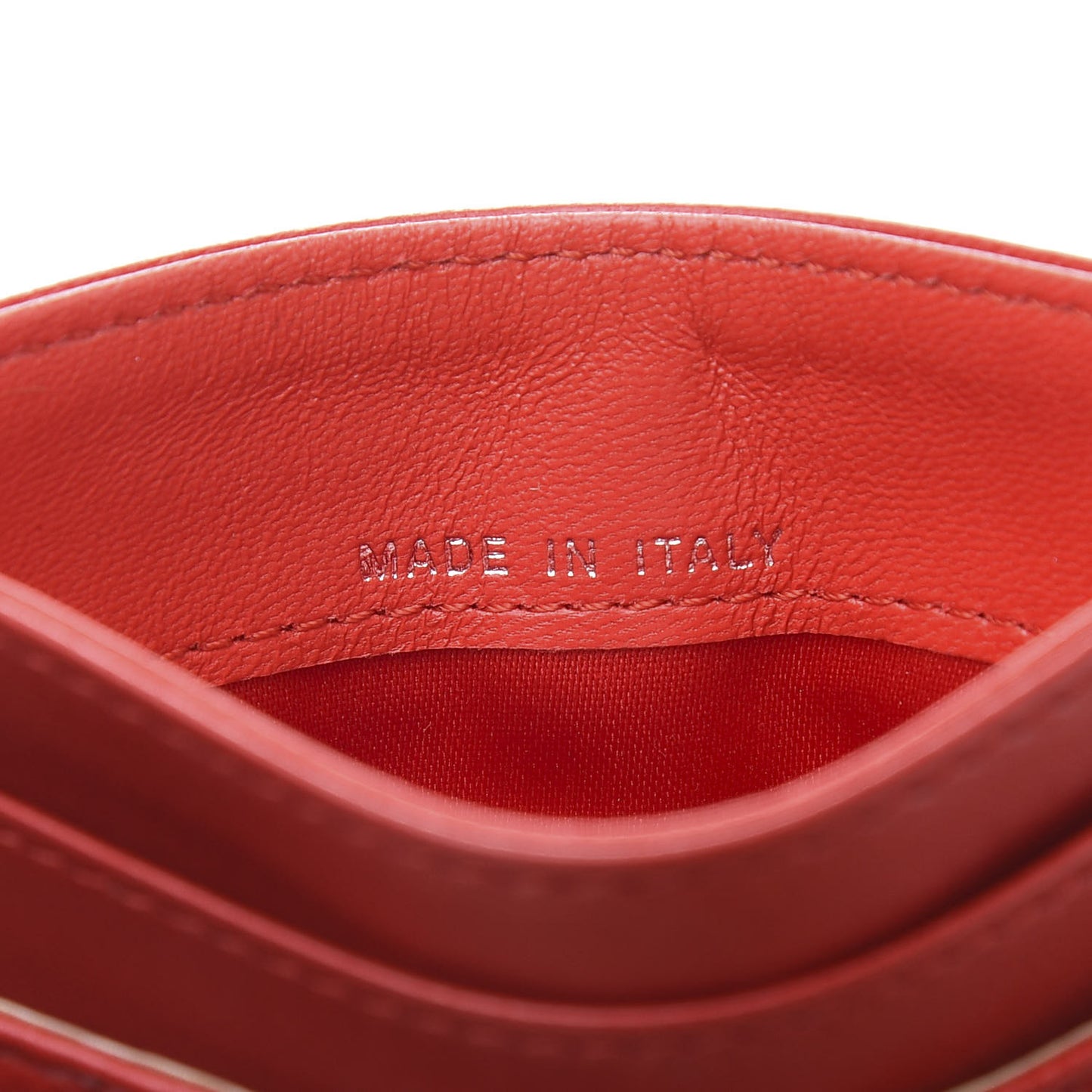 Lambskin Camellia Embossed Card Holder Red