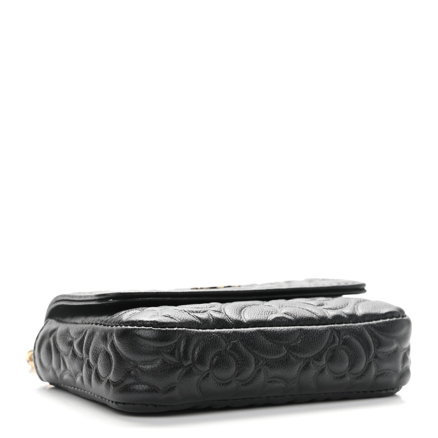 Chanel Lambskin Camellia Embossed Chain Belt Bag Black 4 of 11