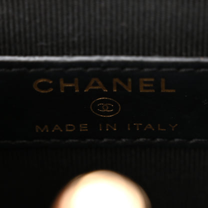 Chanel Lambskin Quilted Kiss Lock Top Handle Flap Clutch With Chain Black 6 of 10