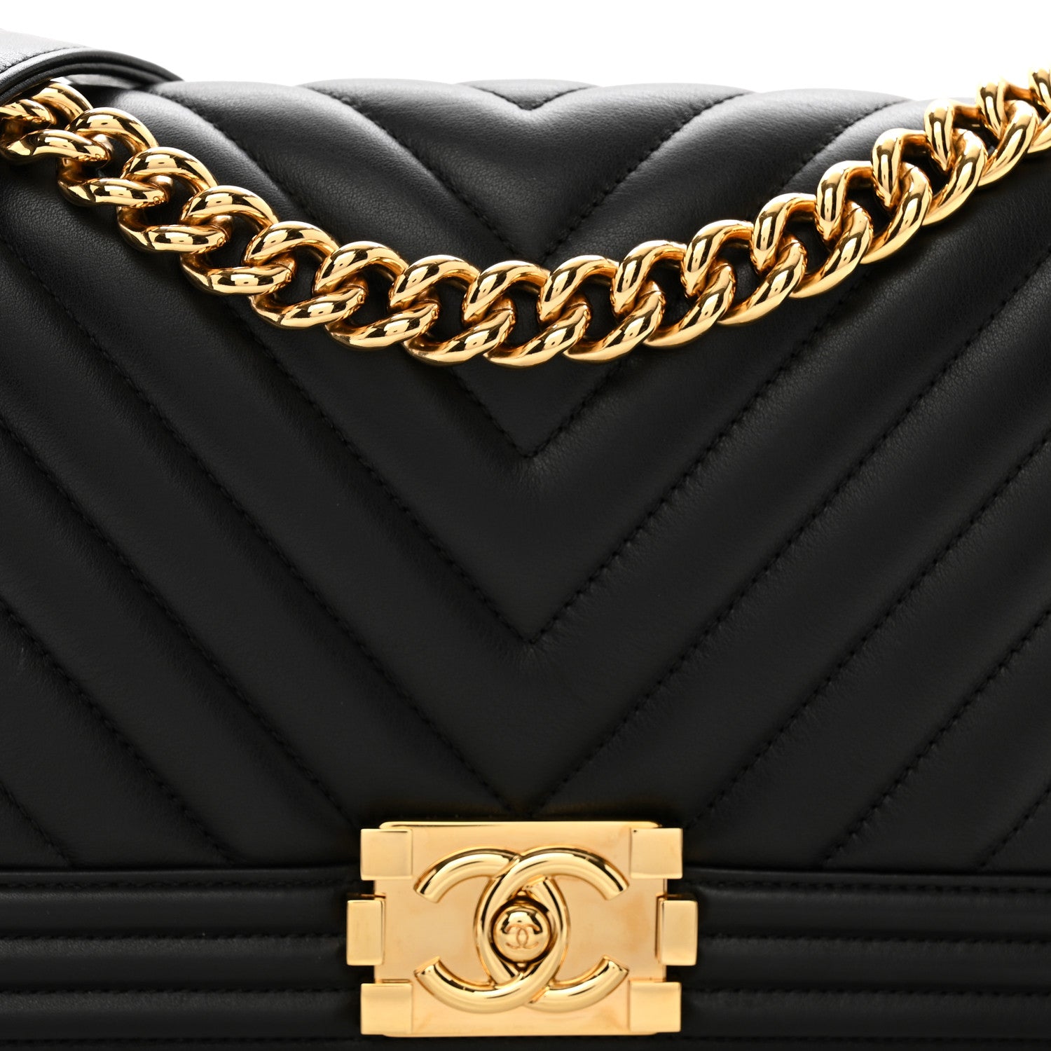 Chanel Calfskin Chevron Quilted Medium Boy Flap Black 5 of 10