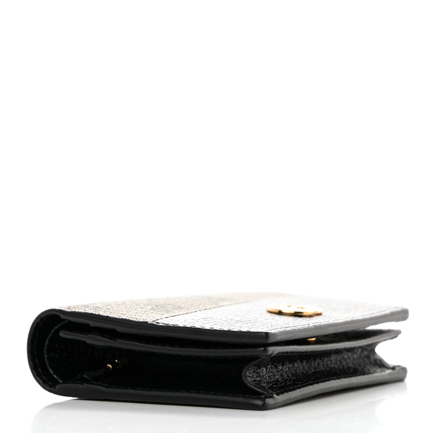 Gucci Dollar Calfskin GG Supreme Monogram GG Marmont Card Case Black Beige Ebony 4 of 8