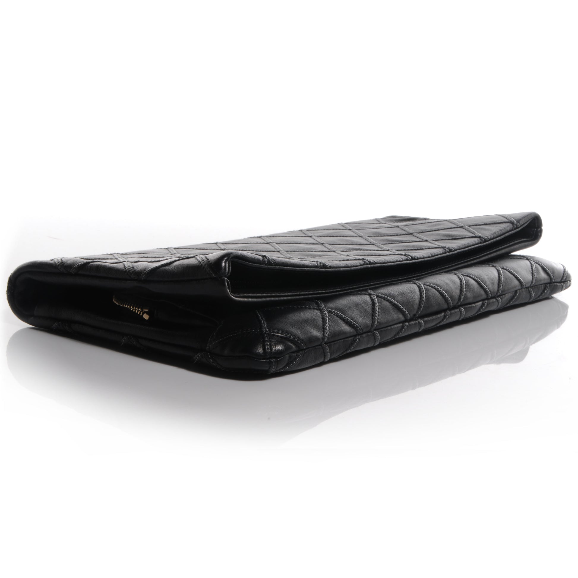 Chanel Calfskin Stitched Thin City Clutch Black 4 of 8