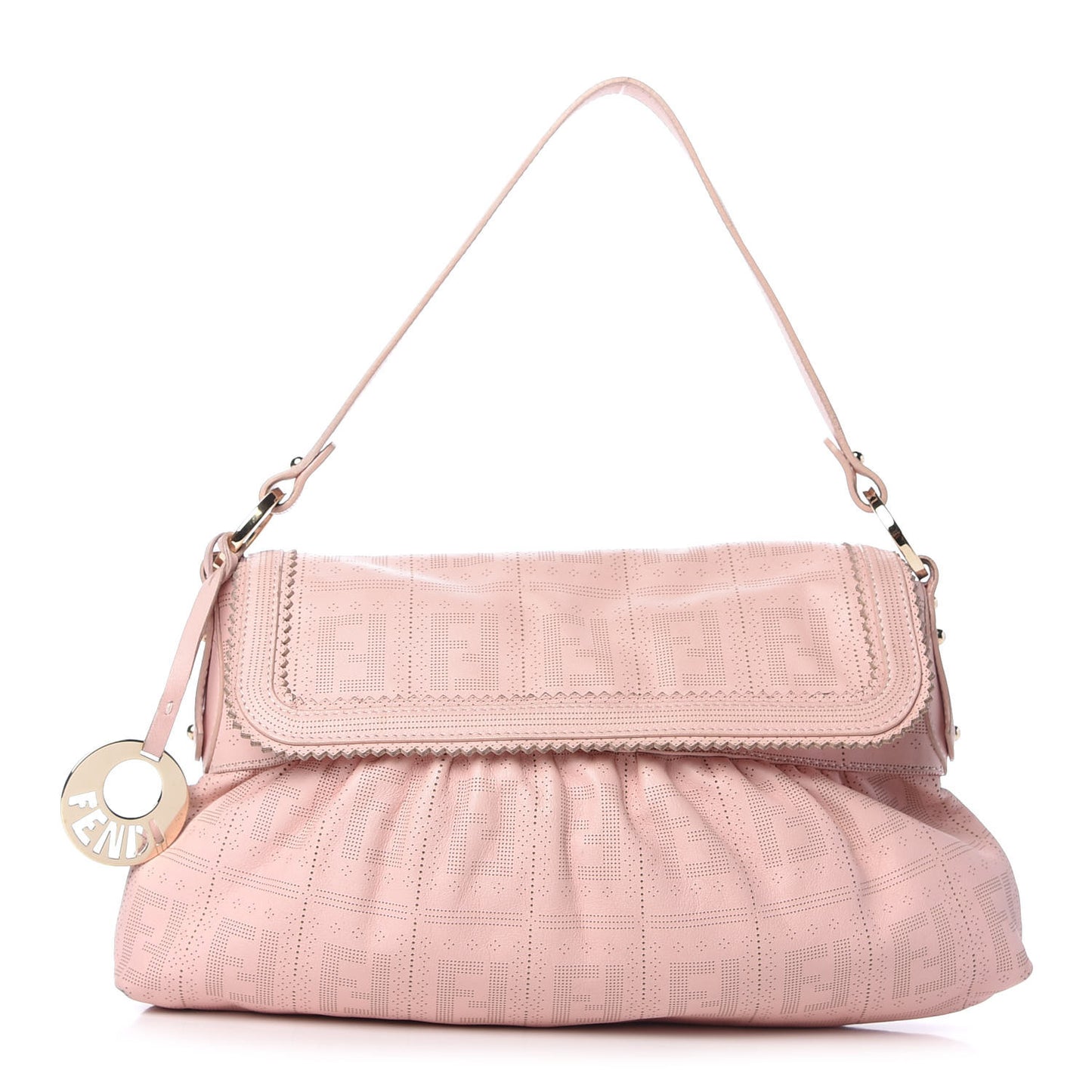 Calfskin Perforated Small Chef Shoulder Bag Pink
