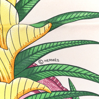 Hermes Silk La Marche Du Zambeze Scarf 90 Rose Pale Vert Jaune 5 of 6