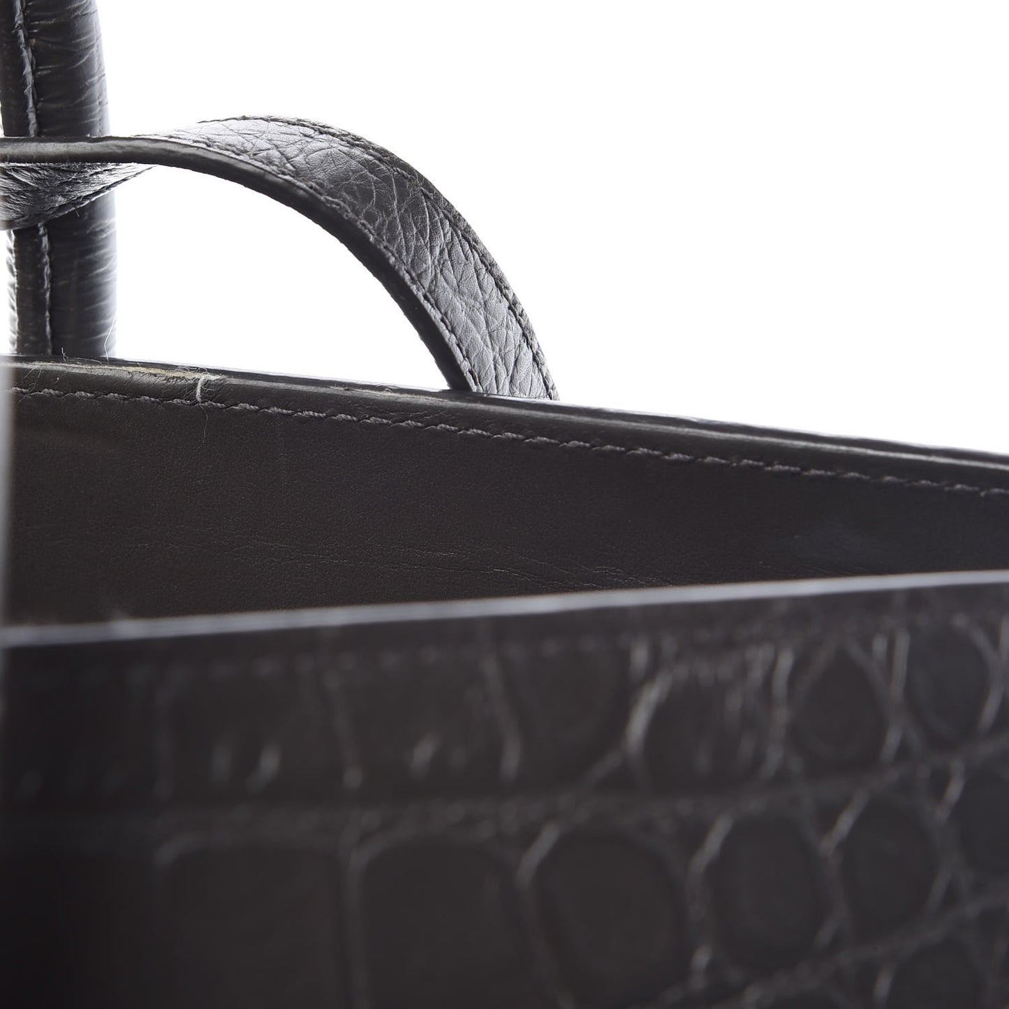 Calfskin Crocodile Embossed Small Sac De Jour Coal
