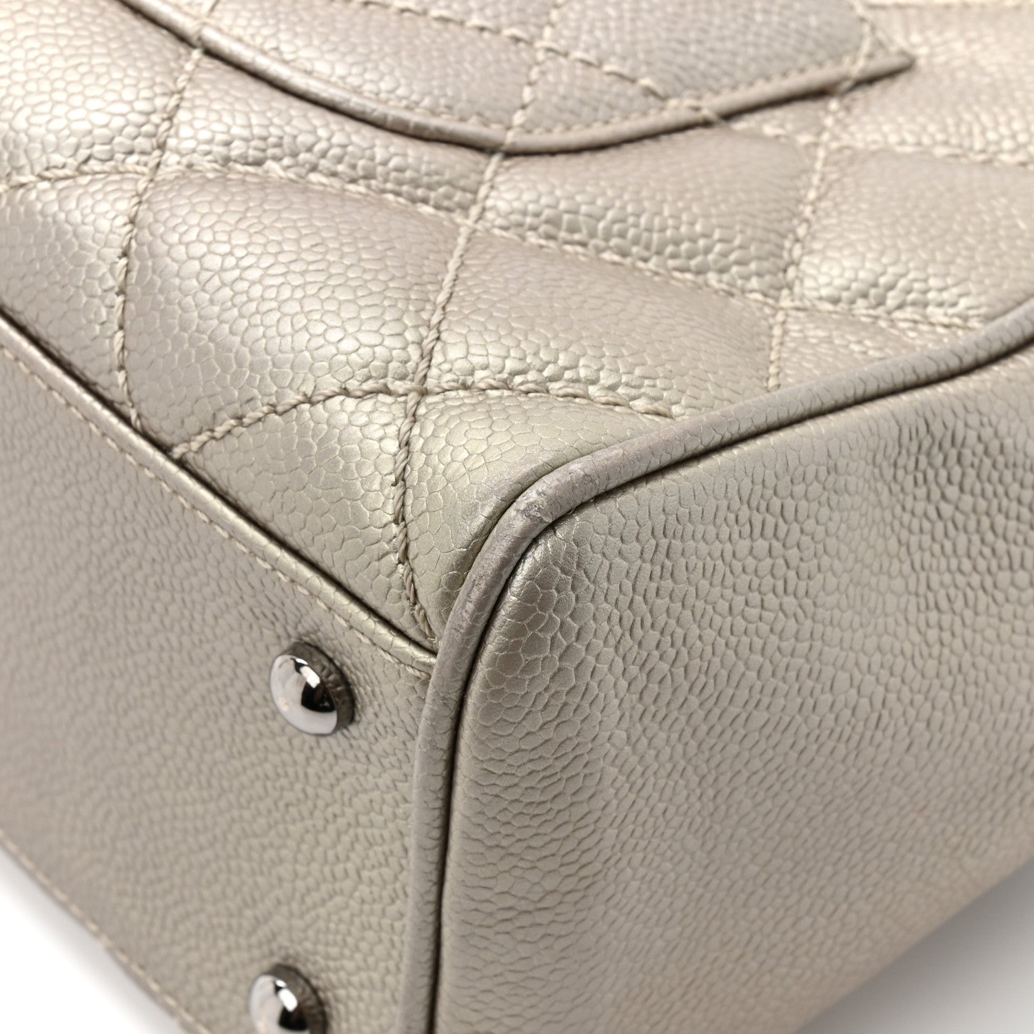 Chanel Metallic Caviar Quilted Timeless Bowler Silver 14 of 14