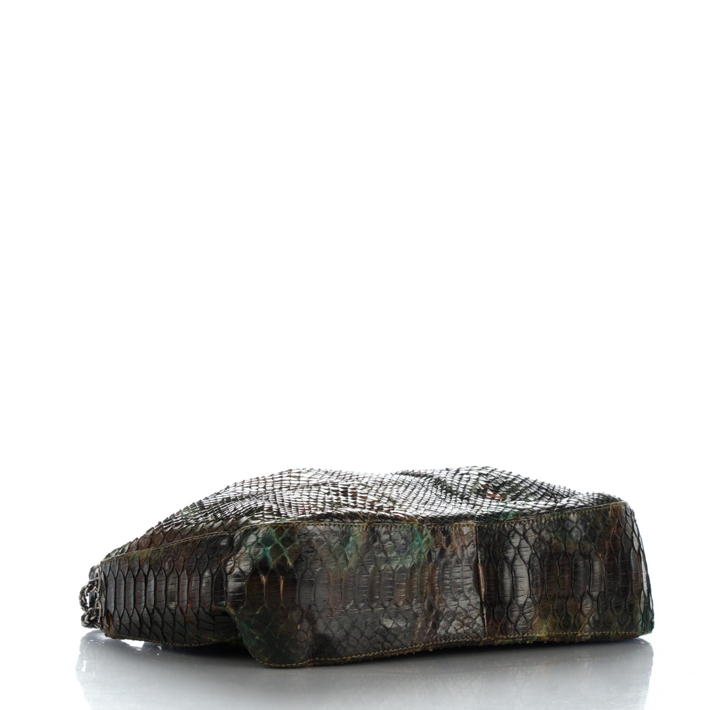 Python Tassel Drawstring Shoulder Bag Dark Blue Brown