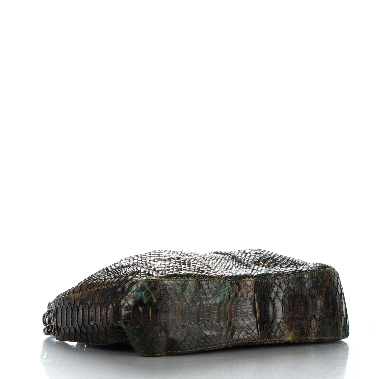 Chanel Python Tassel Drawstring Shoulder Bag Dark Blue Brown 4 of 11