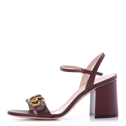 Gucci Lifford Calfskin GG Marmont Ankle Wrap 75mm Sandals 38 Vintage Bordeaux 1 of 10