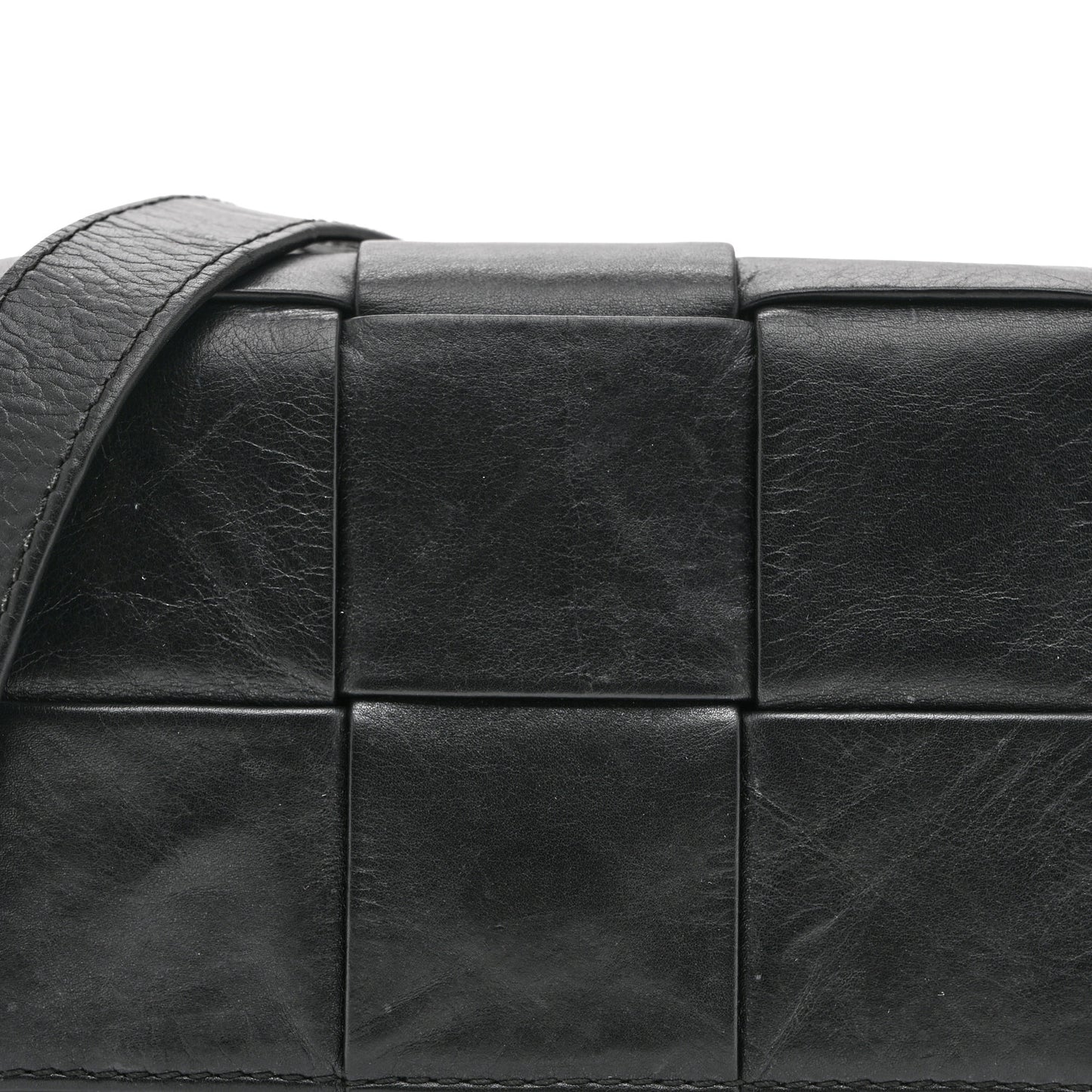 Crinkled Lambskin Maxi Intrecciato Extra Mini Cassette Crossbody Bag Black