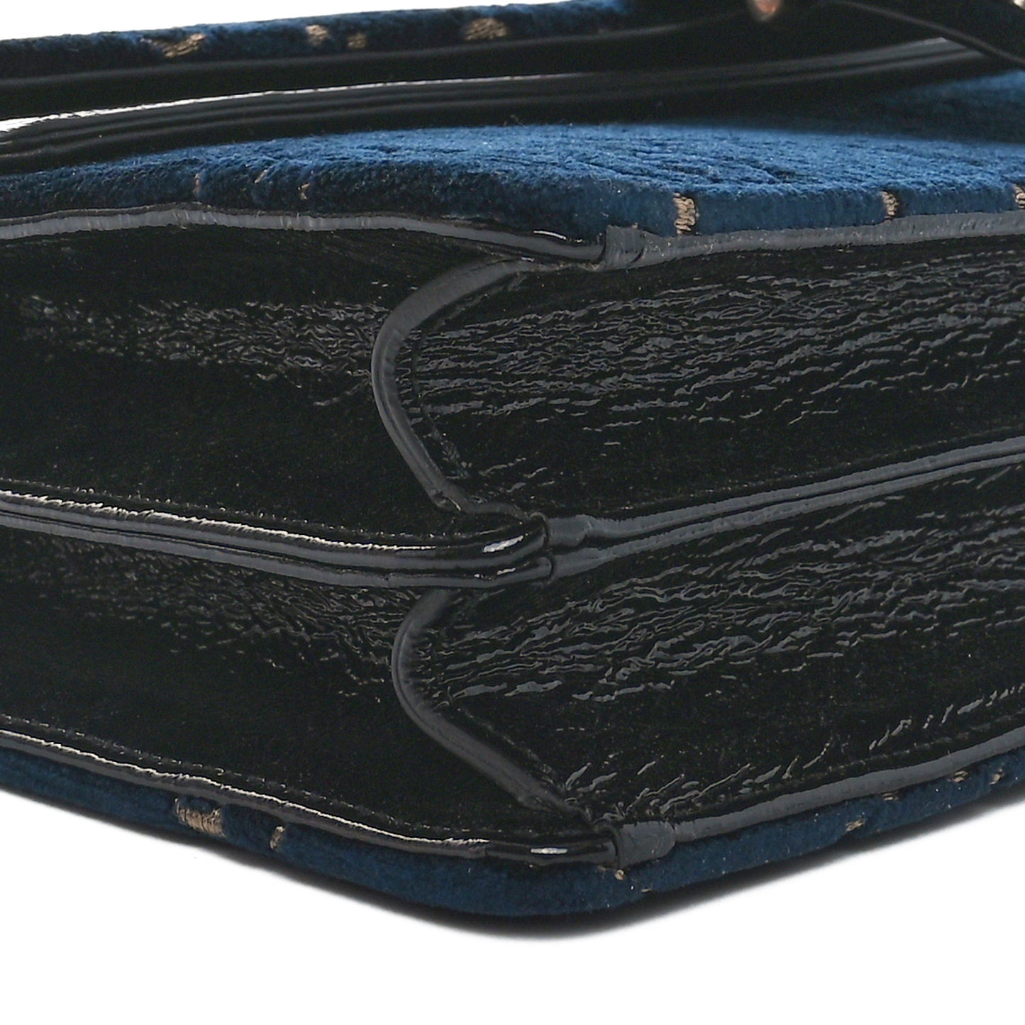 Velvet Skipper Crystal GG Monogram Small Dionysus Shoulder Bag Blue Beige Black