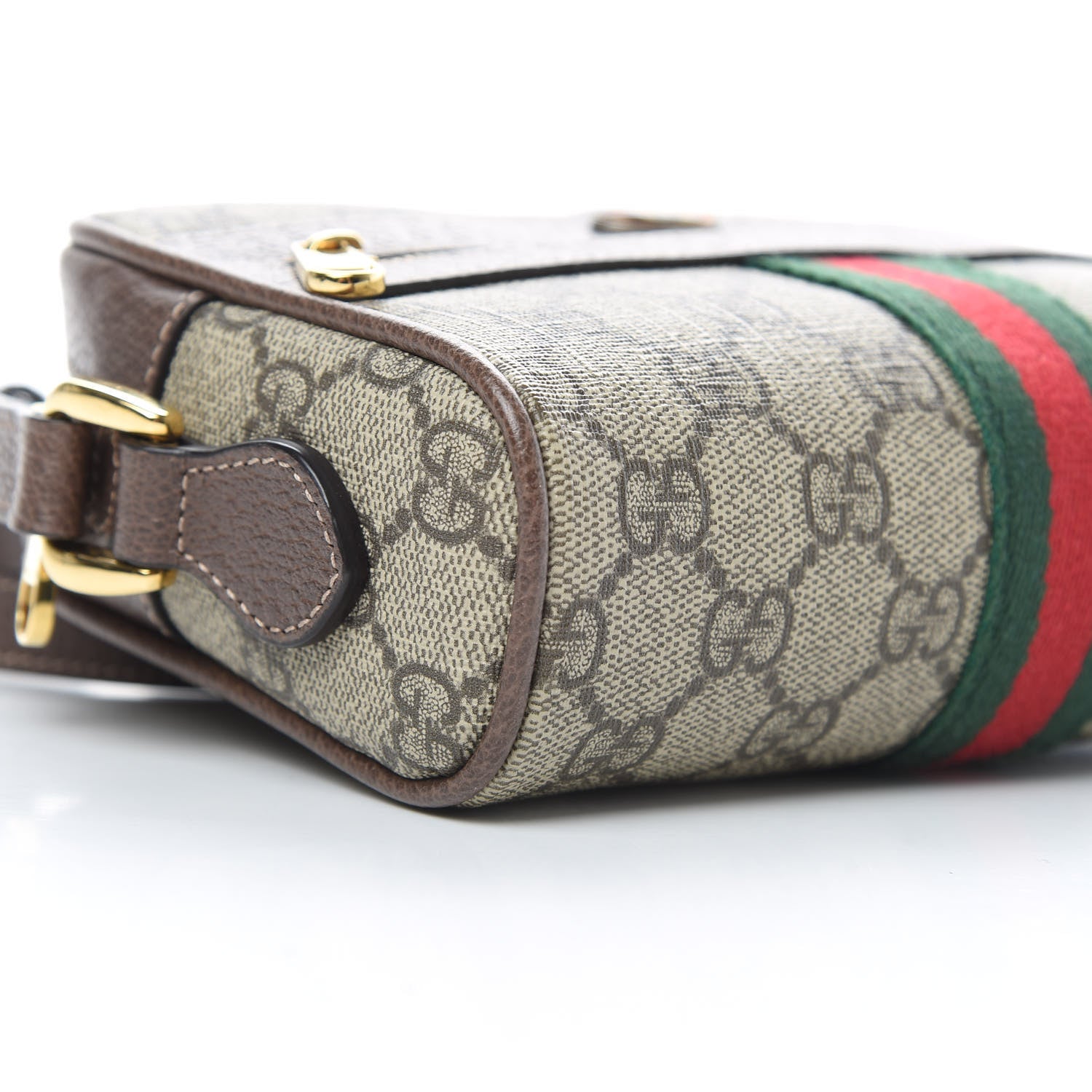 Gucci GG Supreme Monogram Web Mini Ophidia Shoulder Bag Brown 9 of 10