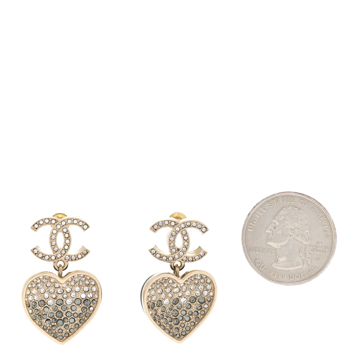 Crystal CC Resin Heart Drop Earrings Black Gold