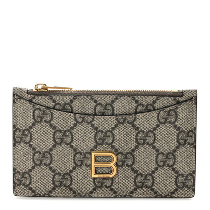 Gucci X BALENCIAGA GG Supreme Monogram Zip Card Case Beige Ebony 1 of 7