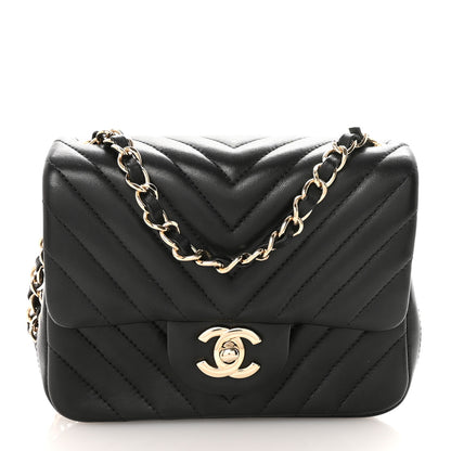Chanel Lambskin Chevron Quilted Mini Square Flap Black 1 of 11