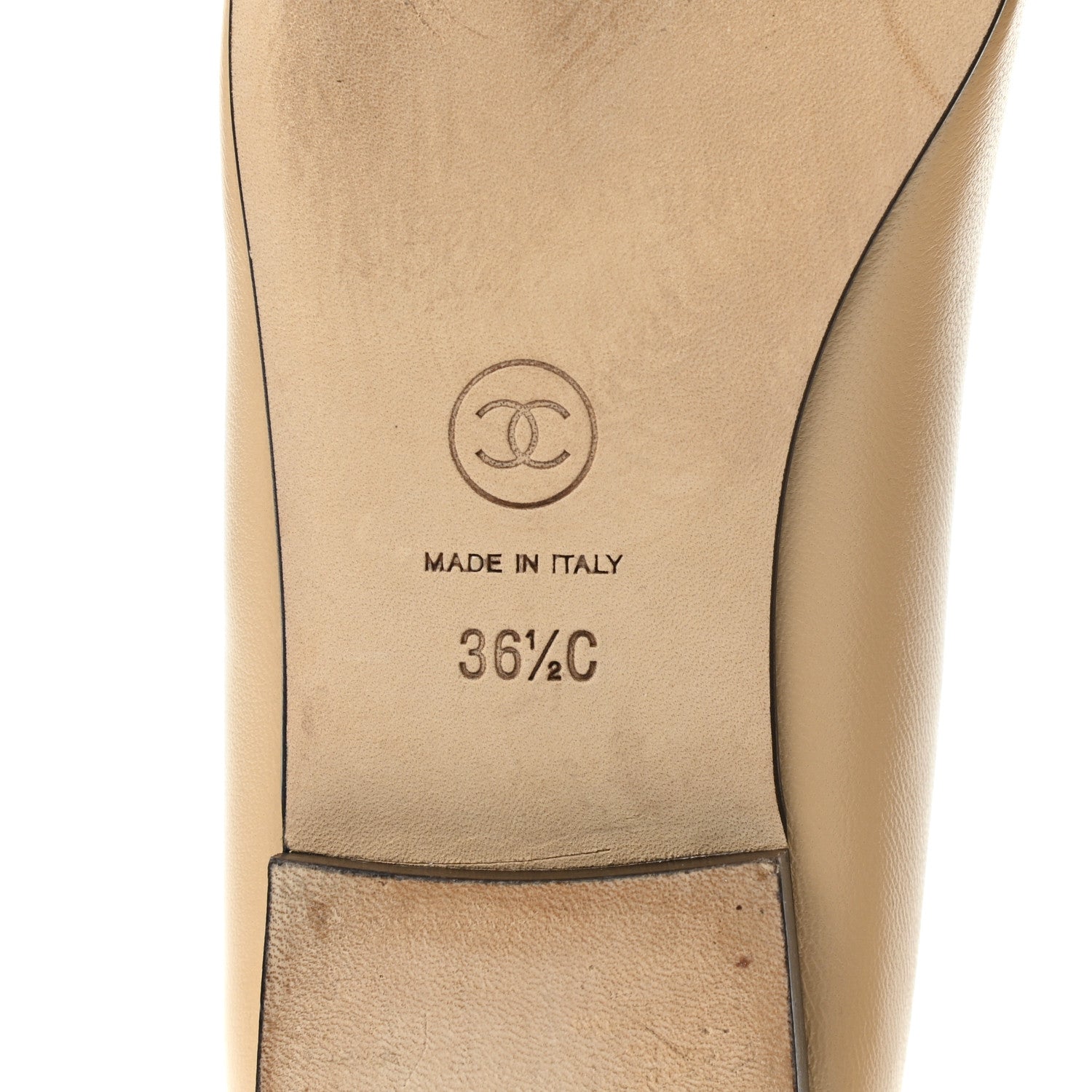 Chanel Lambskin Cap Toe CC Ballerina Flats 36.5 Beige Black 6 of 10