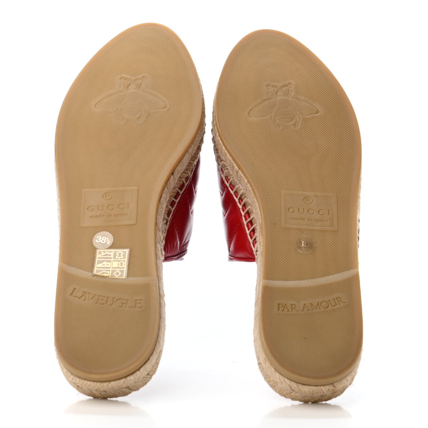 Nappa Matelasse GG Marmont Espadrille Slippers 38.5 Hibiscus Red