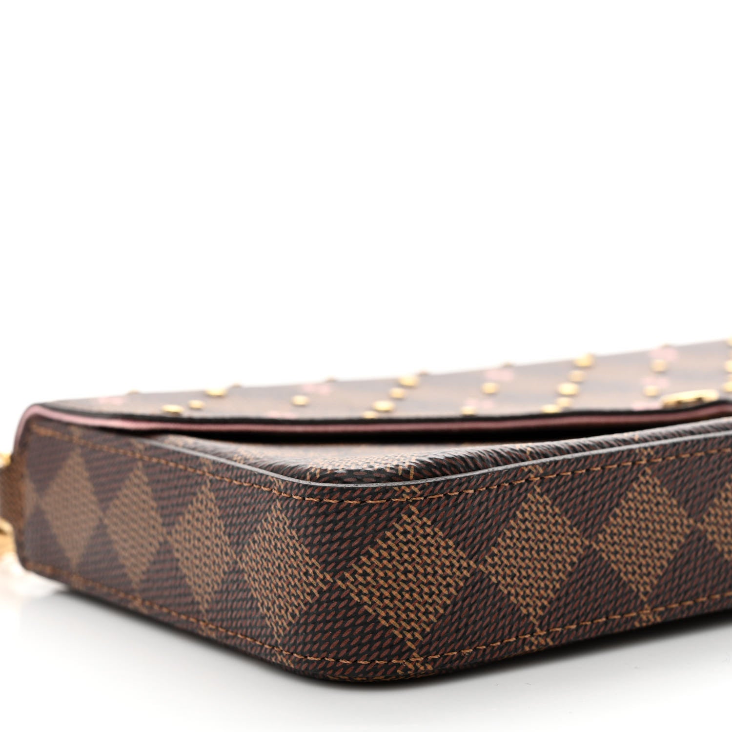 Louis Vuitton Damier Ebene Studded Pochette Felicie Chain Wallet 11 of 13