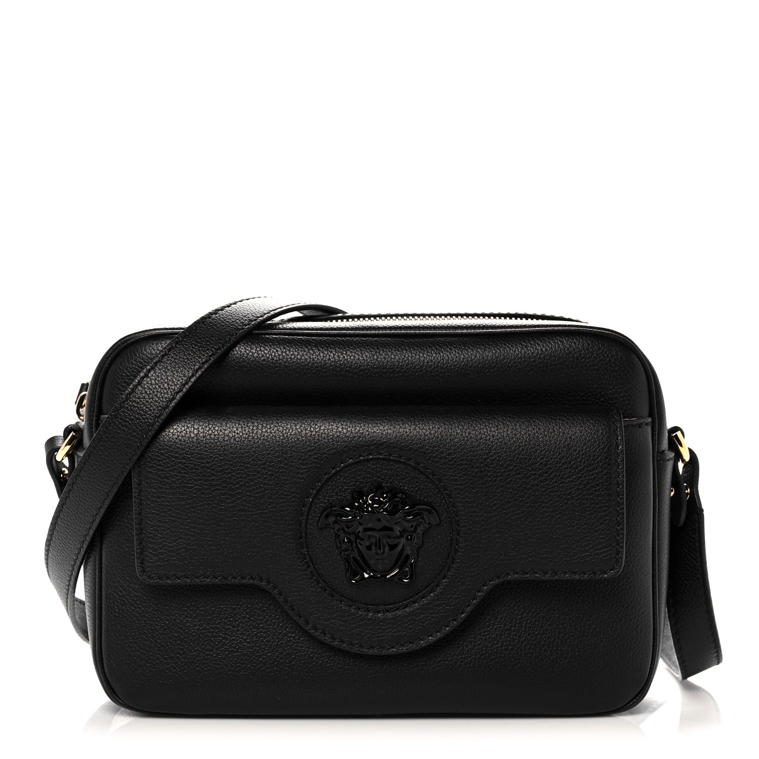 Versace Grained Calfskin Medusa Camera Bag Black 1 of 12