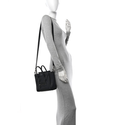 Celine Drummed Calfskin Nano Luggage Black 2 of 11