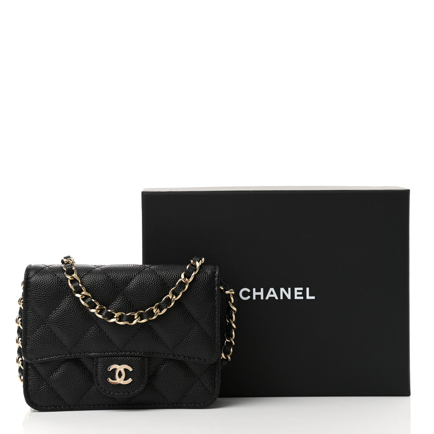Caviar Quilted Mini Chain Bag Black
