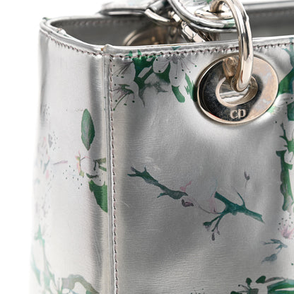Christian Dior Metallic Patent Floral Printed Medium Lady Dior 11 of 15