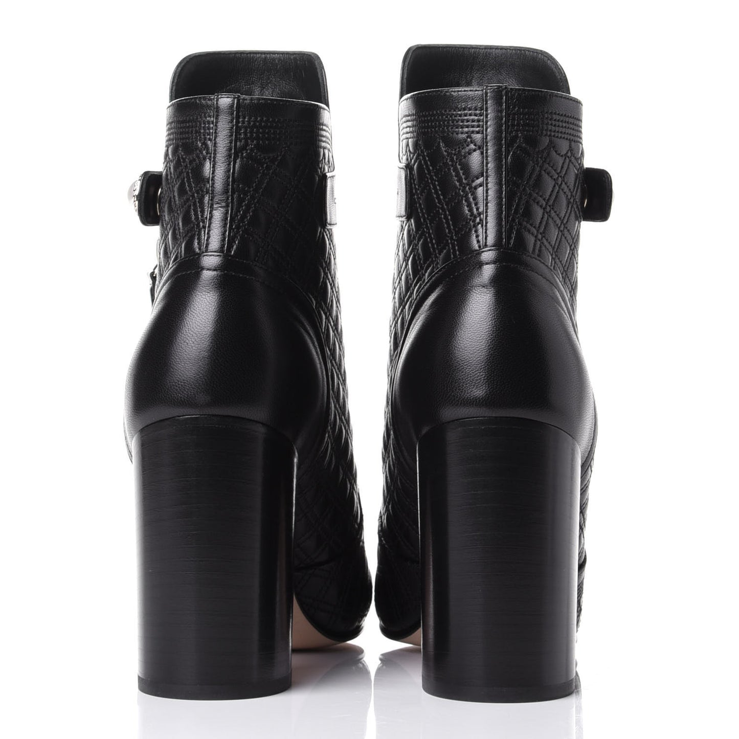Lambskin Quilted Pearl CC Cap Toe Short Boots 39.5 Black