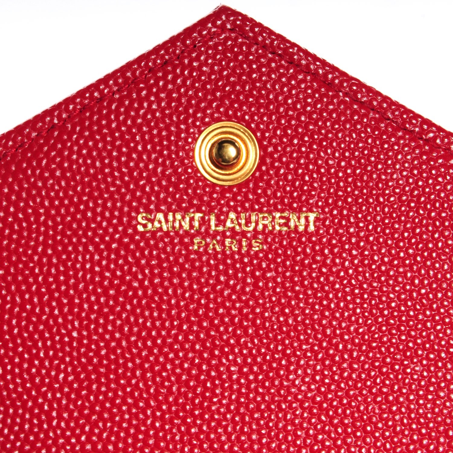 Saint Laurent Grain De Poudre Matelasse Chevron Monogram Chain Wallet Red 6 of 7