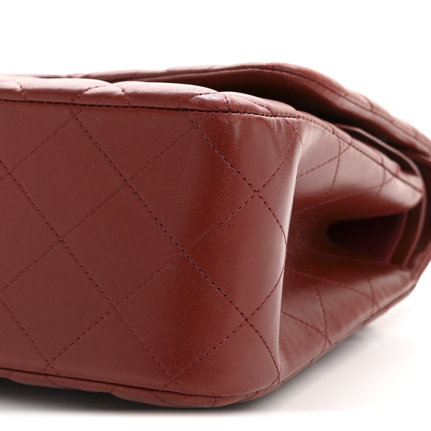 Lambskin Quilted Jumbo Double Flap Burgundy