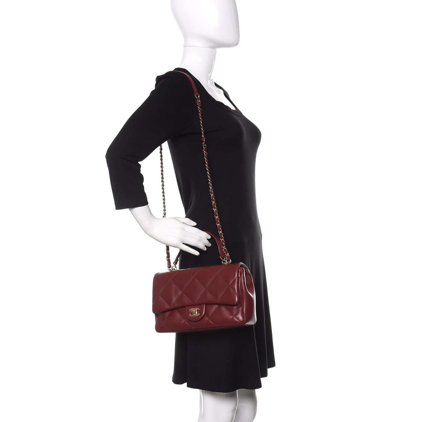 Lambskin Quilted Easy Carry Flap Burgundy