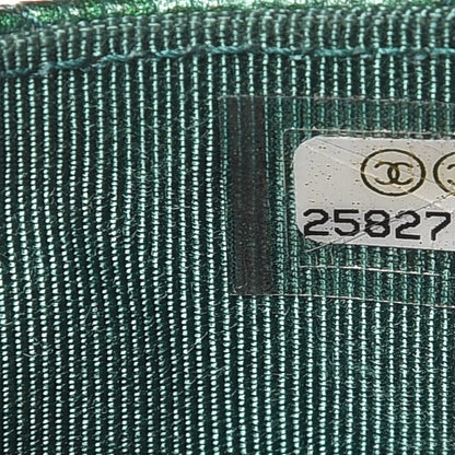 Chanel Metallic Caviar Quilted CC Zip Card Holder Green 7 of 8