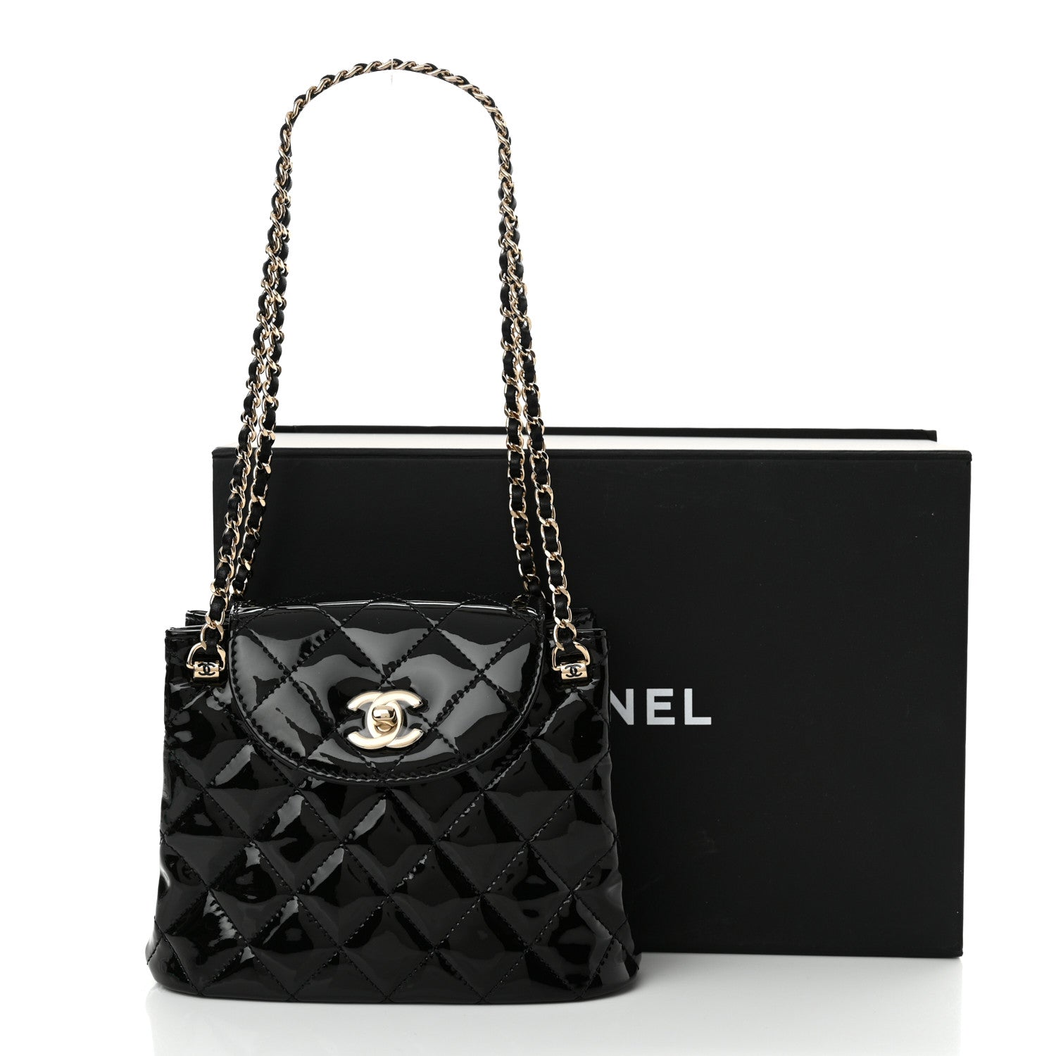 Chanel Patent Quilted Shiny Coco Small Flap Hobo Black 12 of 12