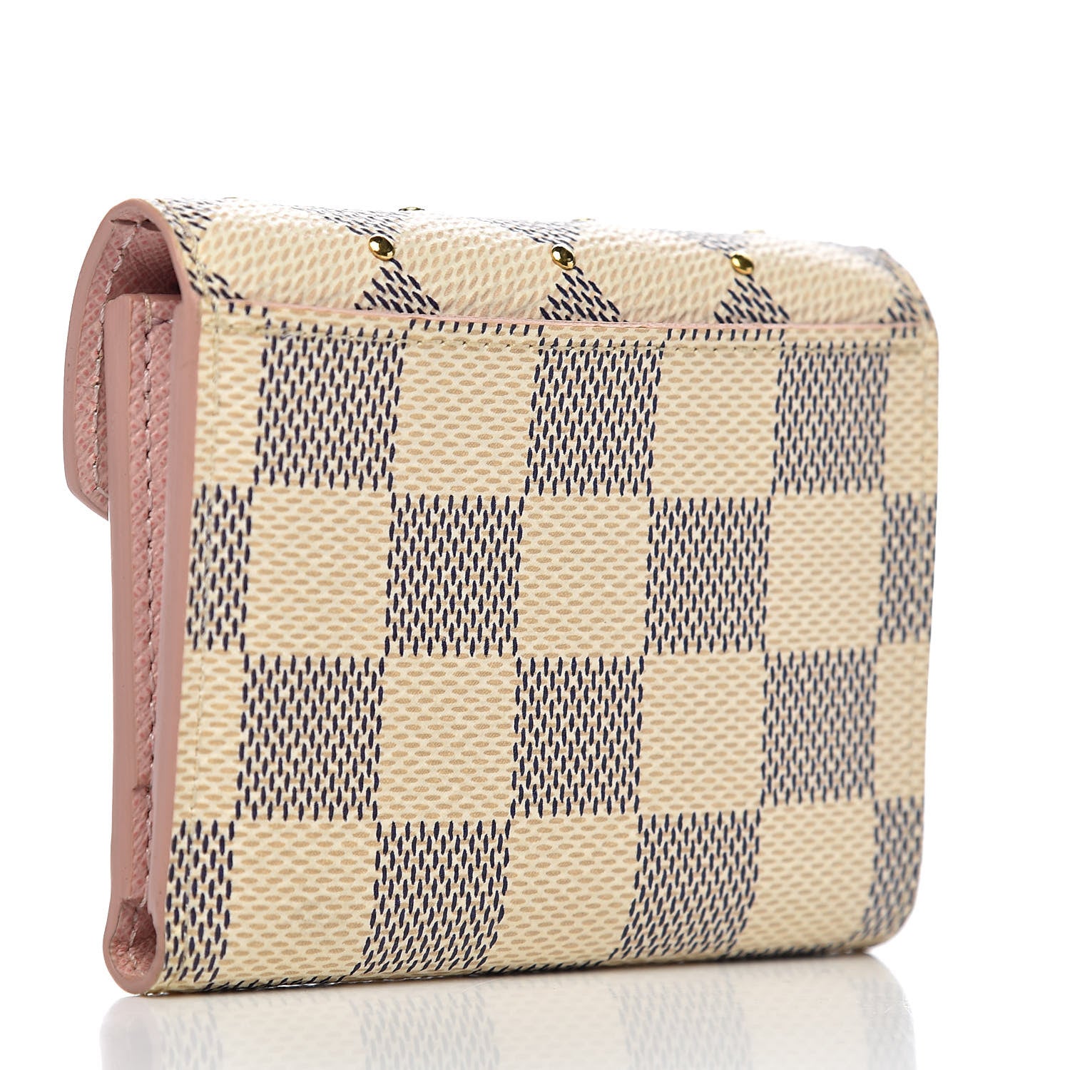Louis Vuitton Damier Azur Studded Zoe Wallet Rose Ballerine 3 of 7