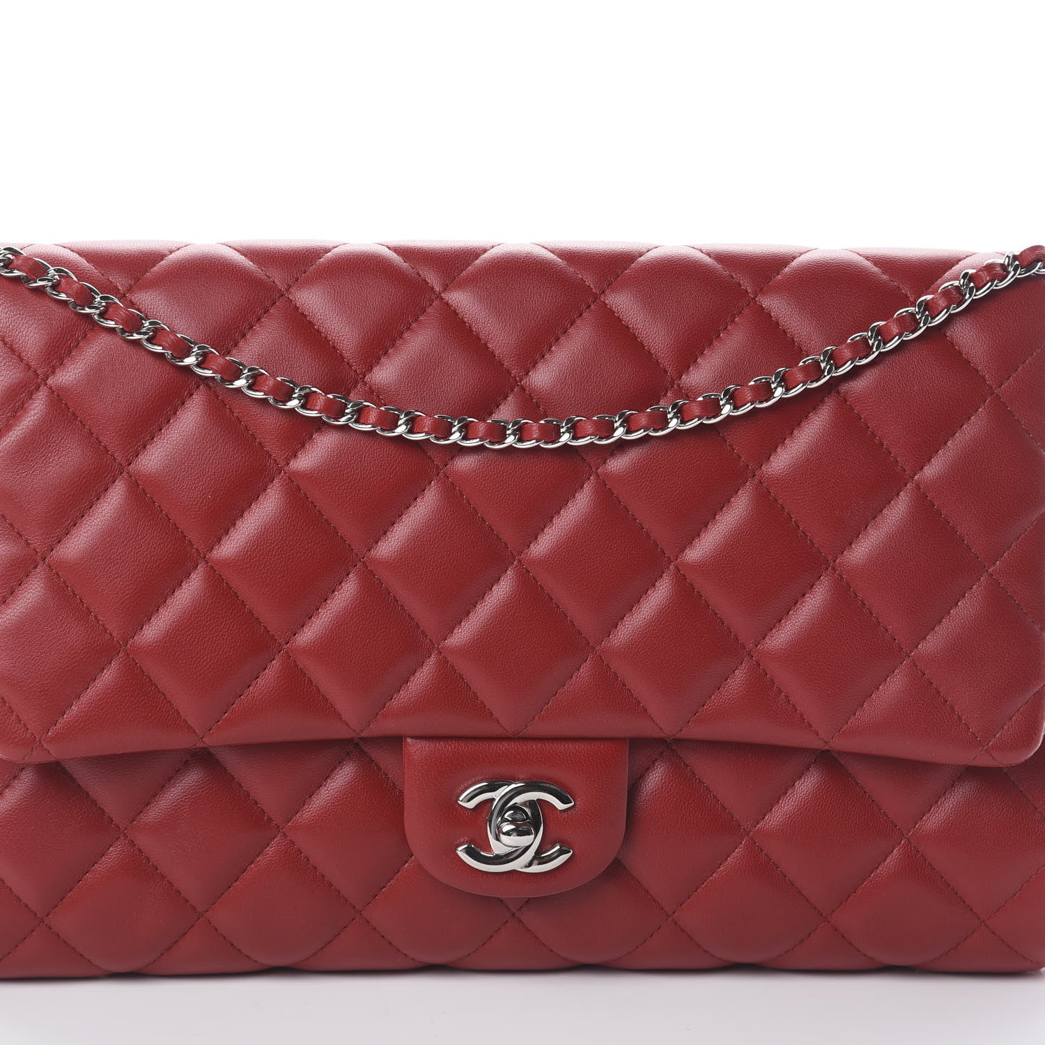 Chanel Lambskin Quilted Clutch With Chain Flap Red 9 of 9
