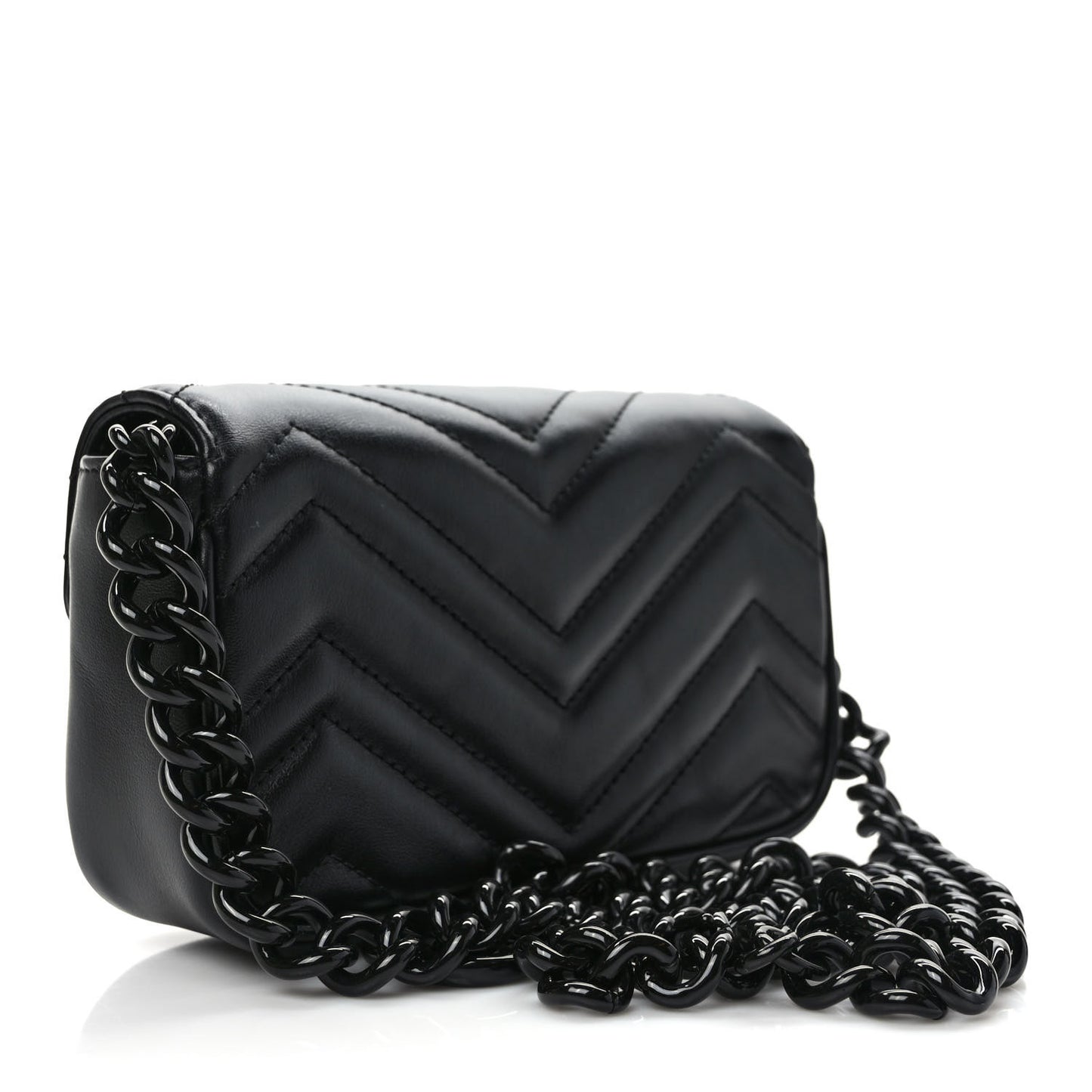 Calfskin Matelasse Monochrome GG Marmont Chain Belt Bag Black