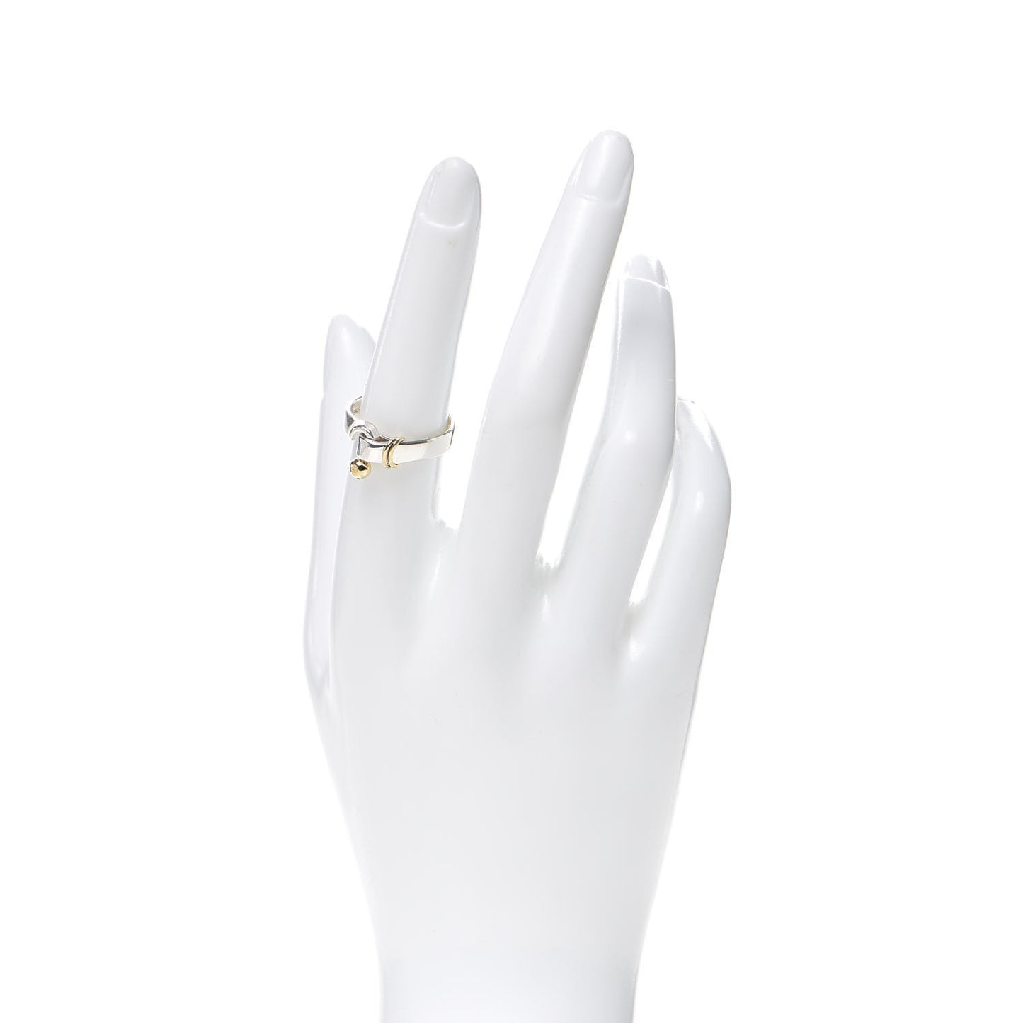 Sterling Silver 18K Yellow Gold Hook Ring 54 6.75
