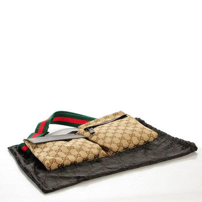 Gucci GG Monogram Web Double Pocket Belt Bag Dark Brown 4 of 7
