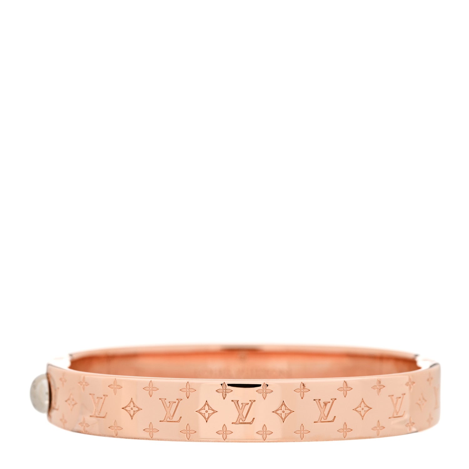 Louis Vuitton Brass Monogram Nanogram Cuff S Pink Gold 1 of 6