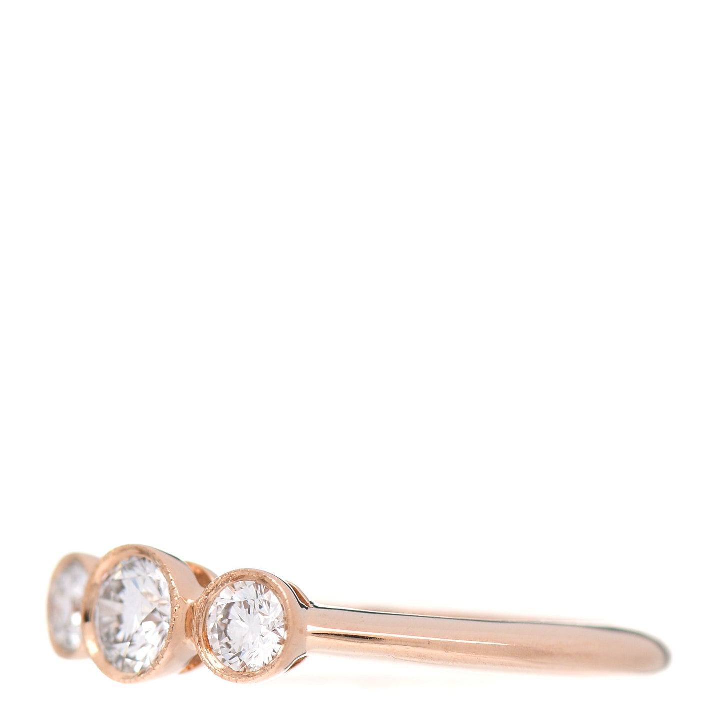 18K Rose Gold Diamond Three Stone Milgrain Ring 48