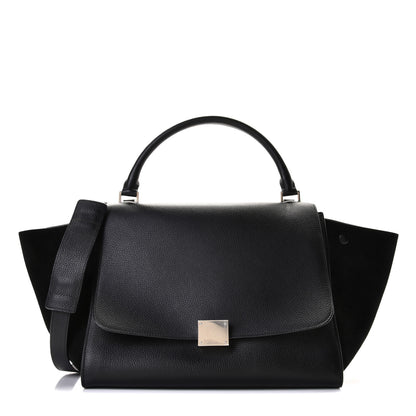Celine Drummed Calfskin Suede Medium Trapeze Black 1 of 9