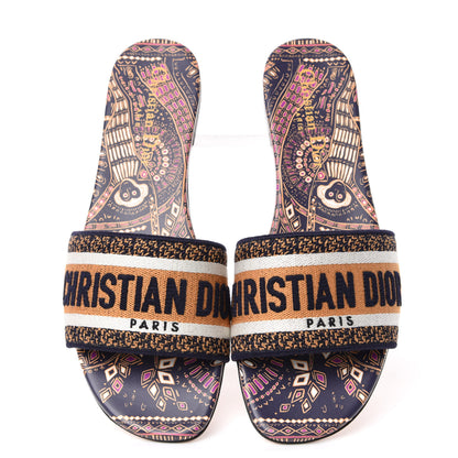 Christian Dior Canvas Embroidered Animals Dway Mules Slide Sandals 37.5 Multicolor 4 of 9
