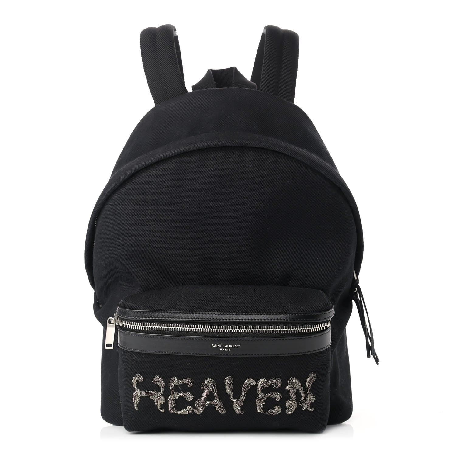 Saint Laurent Canvas Signature Heaven Embroidered Mini City Backpack Black 1 of 11