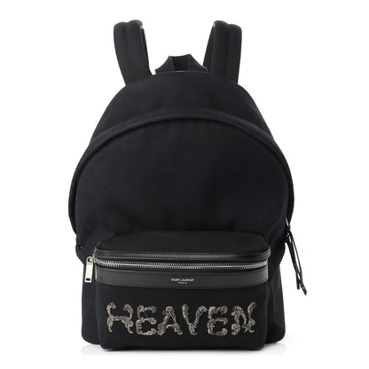 Saint Laurent Canvas Signature Heaven Embroidered Mini City Backpack Black 1 of 11