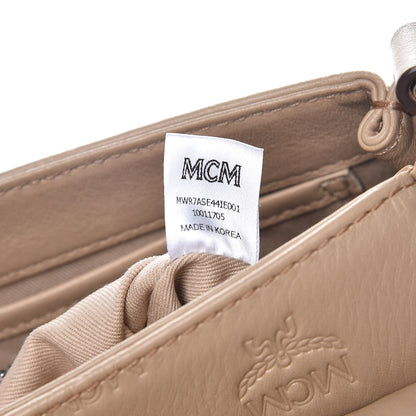 MCM Calfskin Signature Monogram Small Crossbody Bag Beige 9 of 14
