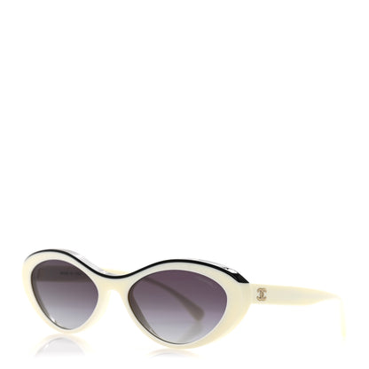 Chanel Acetate Oval Sunglasses 5416 White Black 1 of 8