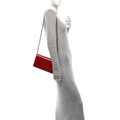 Saint Laurent Patent Calfskin Monogram Kate Wallet On Chain Rouge Eros 3 of 11