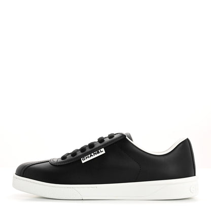 Chanel Calfskin CC Womens Sneakers 37.5 Black 1 of 9