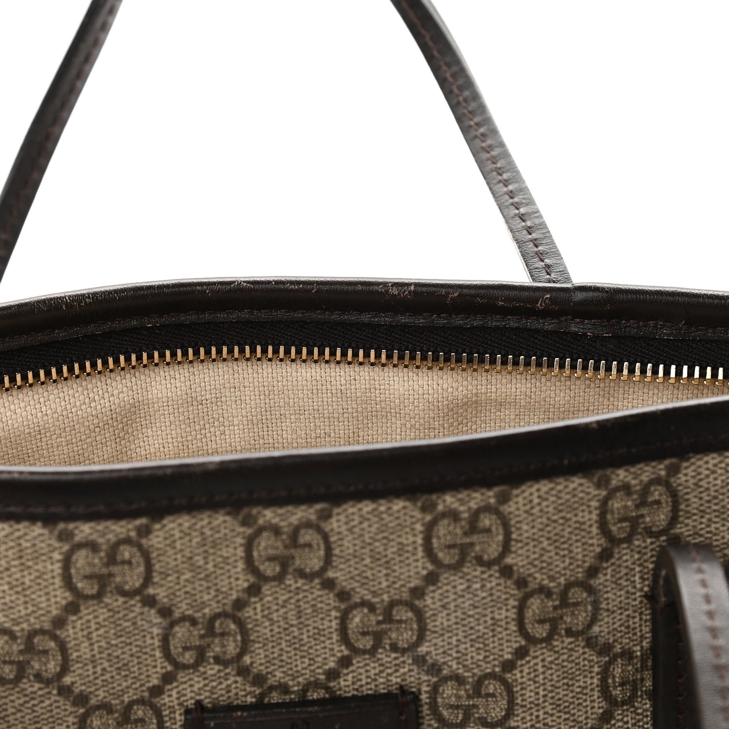 GG Supreme Monogram Small Zippered Tote Dark Brown