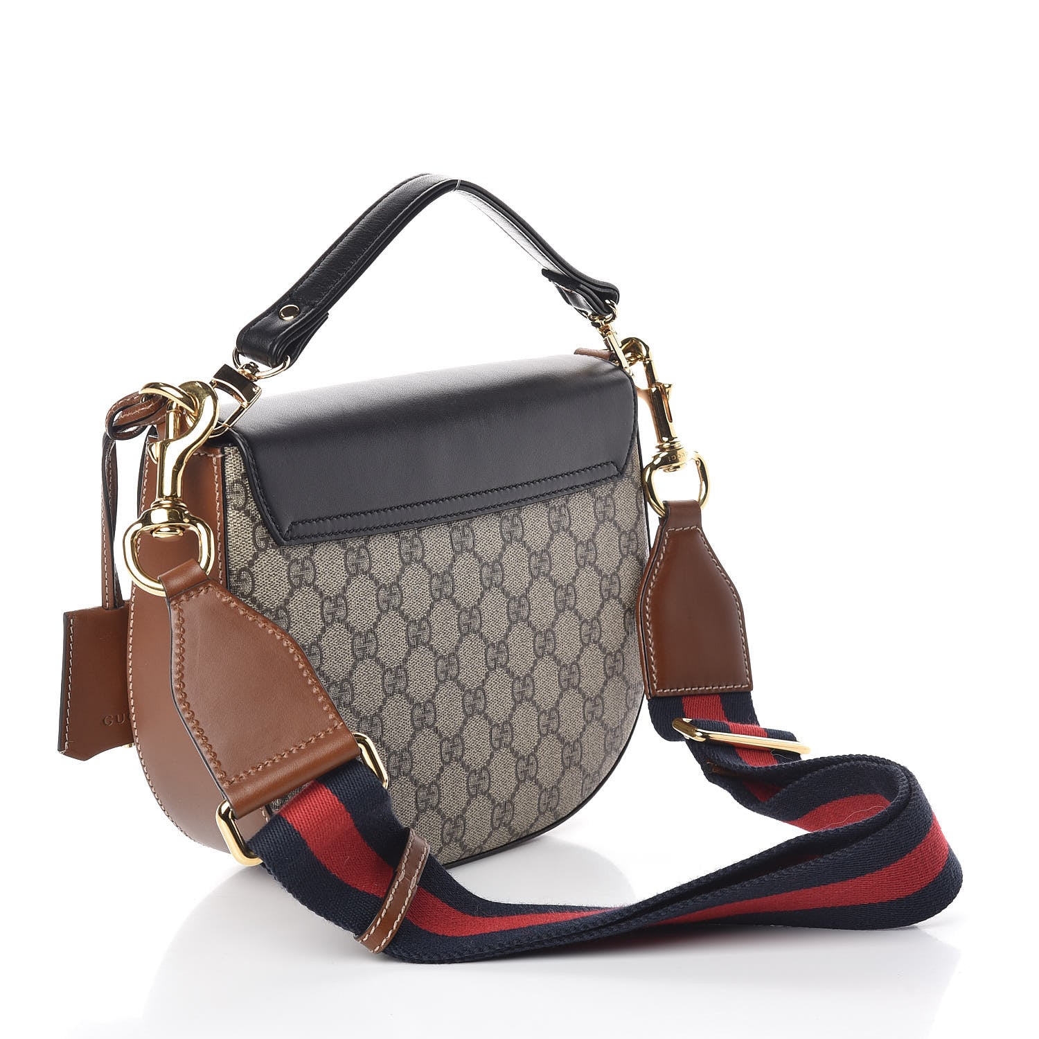 Gucci GG Supreme Monogram Web Medium Padlock Messenger Shoulder Bag Black 4 of 11